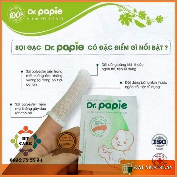 Gạc rơ lưỡi Dr Papie vệ sinh răng miệng cho bé 30 gói