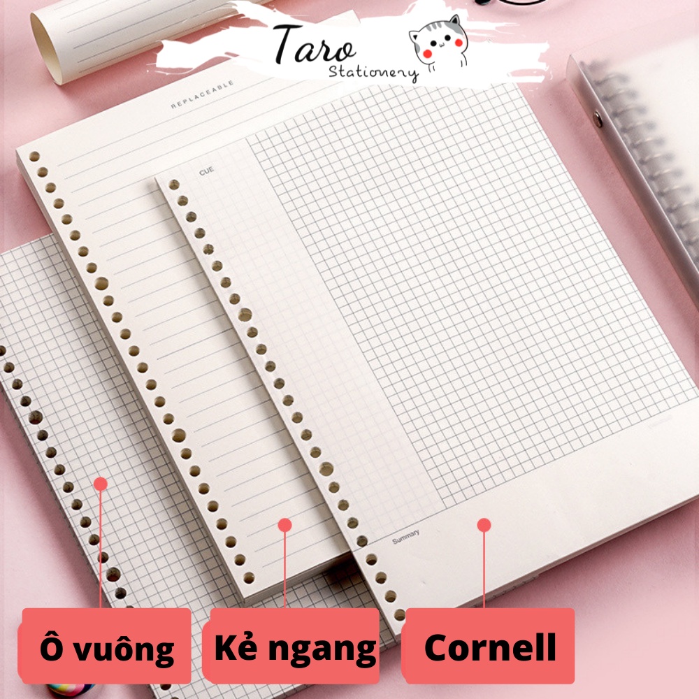 Giấy refill ruột sổ còng A5 B5 A4 20 26 30 lỗ binder sổ planner Taro Stationery