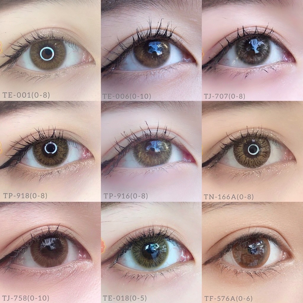 Bảng màu kính áp tròng Hàn Quốc Tinteye Lens từ 0 - 10 độ