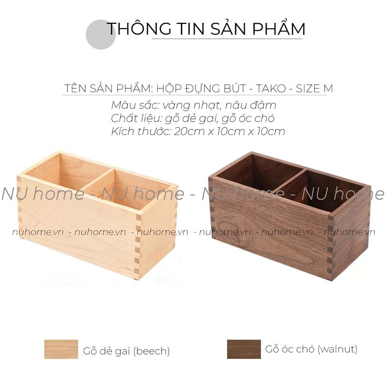 nuhome.vn | Hộp gỗ đa năng - Rani, đựng bút, hộp đựng remote để bàn bằng gỗ cao cấp, thiết kế theo phong cách Nhật Bản
