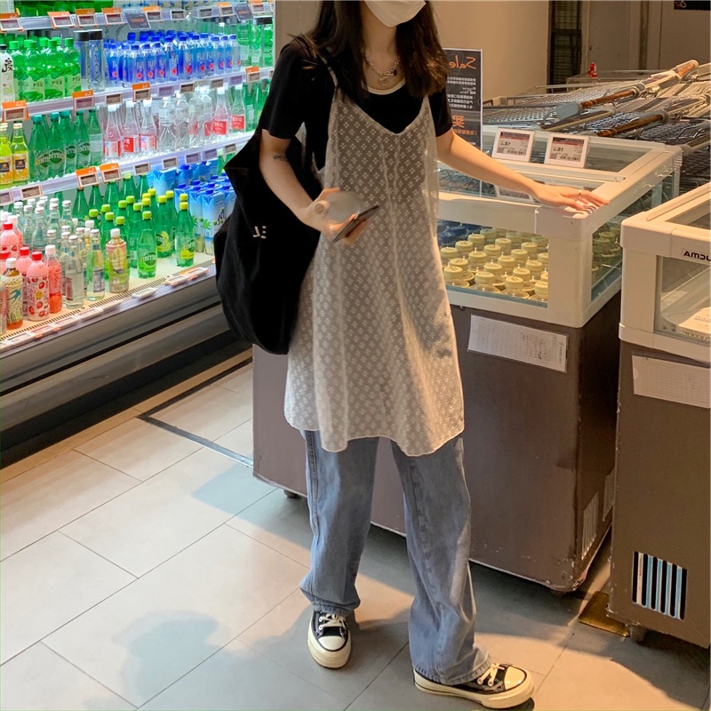 Áo Thun Ngắn Tay Cổ Chữ U Màu Đen Thời Trang Mùa Hè Độc Đáo Cho Nữ