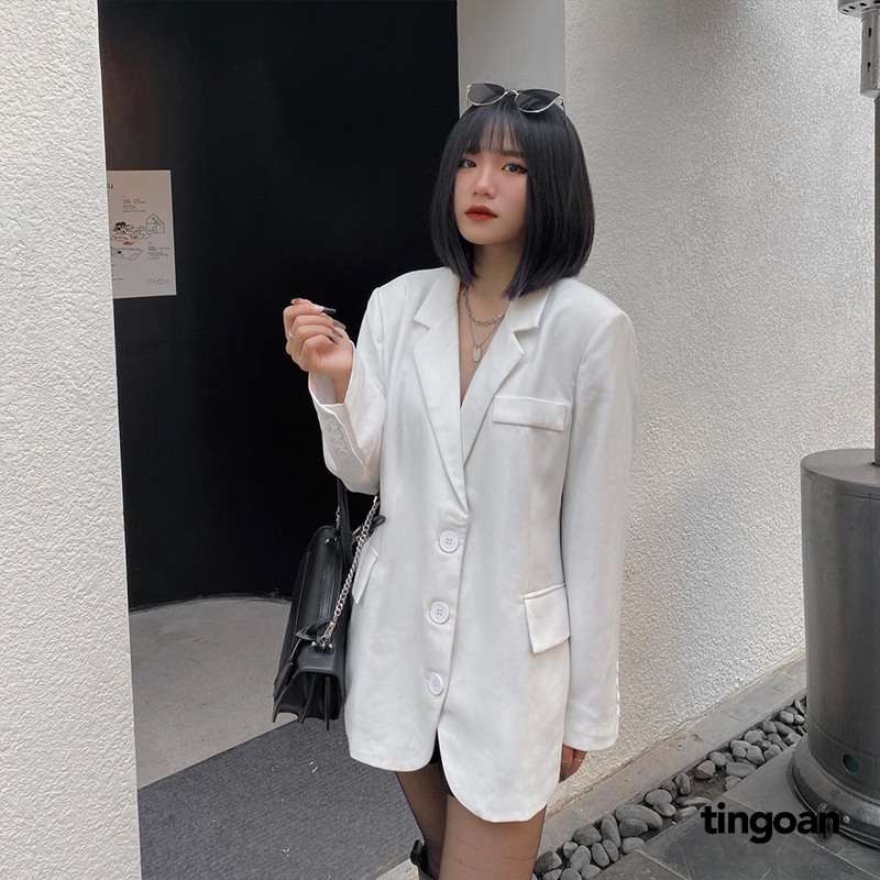 Áo blazer trắng dáng rông tingoan CALL U MINE BLAZER/WH