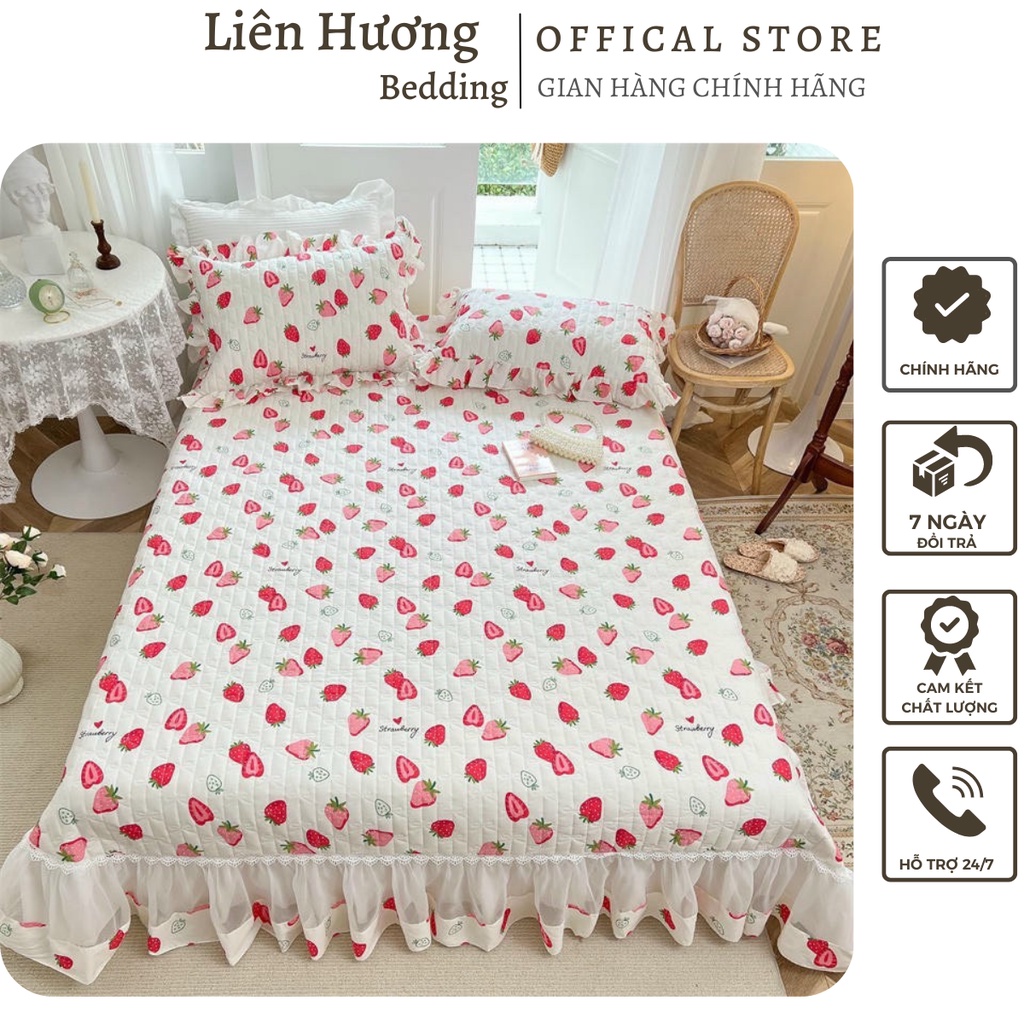 Ga gối phủ ren 100% cotton Hàn Quốc  cao cấp chất liệu mềm mại, thoáng mát, bền đẹp, có thể sử dụng cả 4 mùa sẵn hàng