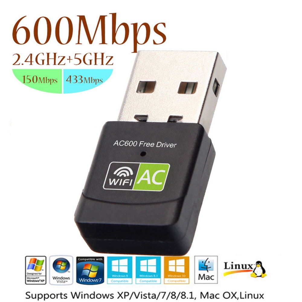 Usb Wifi 2.4 / 5ghz 600mbps Thẻ Mạng Lan Ethernet Wifi Không Dây Ac