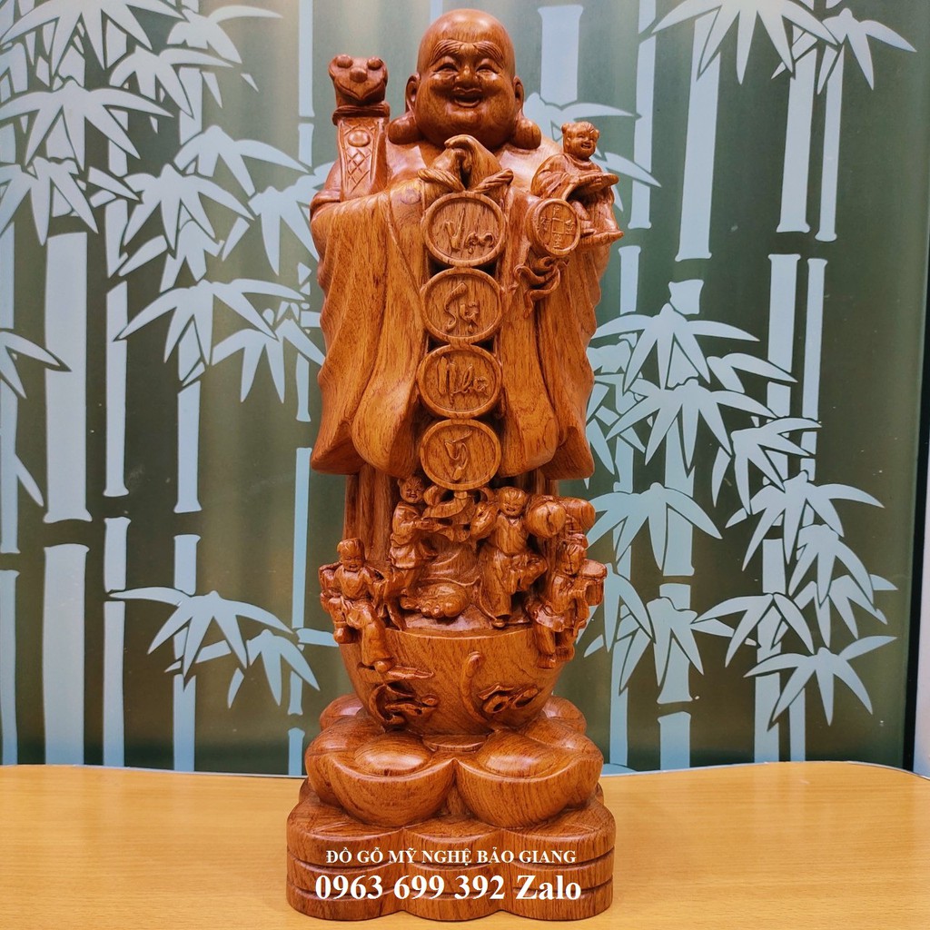 Tượng phật di lặc ngũ phúc gỗ hương