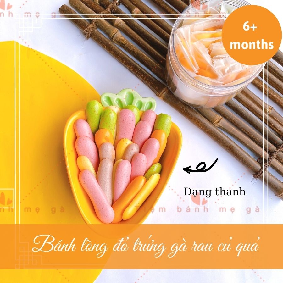 Bánh ăn dặm lòng đỏ trứng gà rau củ quả dạng thanh cho bé 6m+