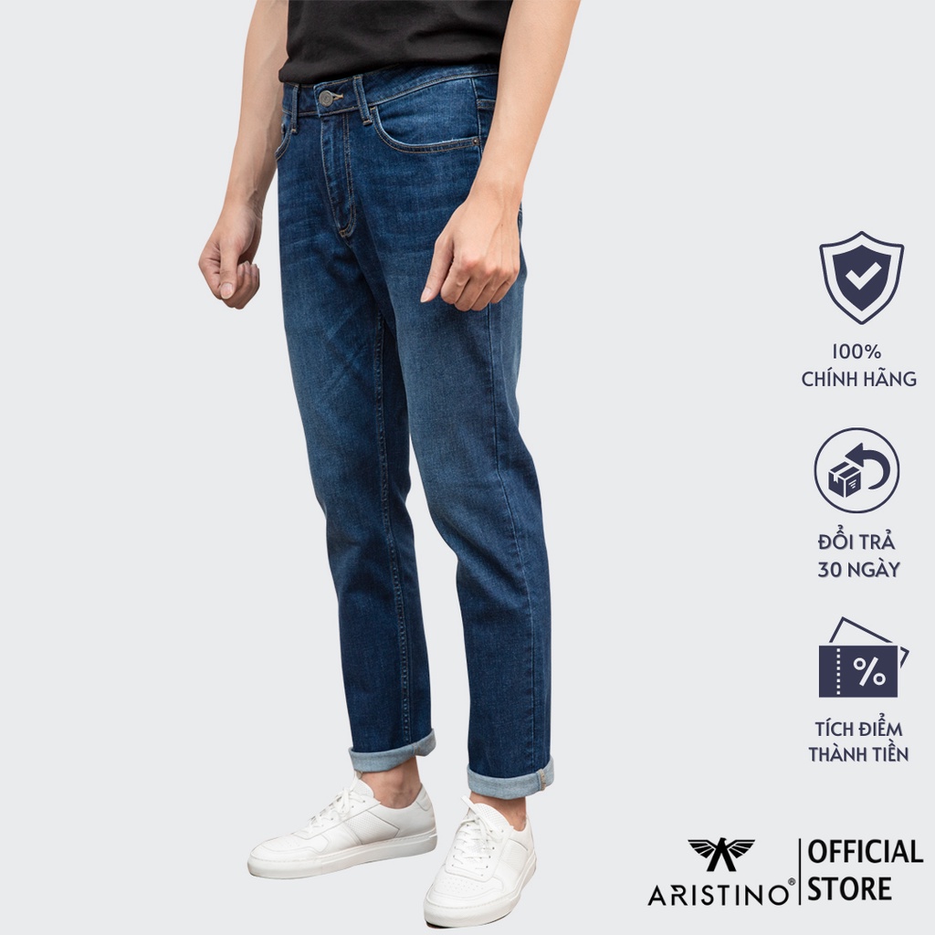 Quần jeans nam ARISTINO ống rộng suông nhẹ - AJN00601