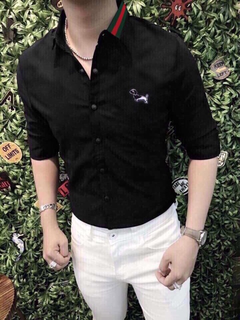 Áo sơ mi cặp thời trang họa tiết cổ màu hình thú