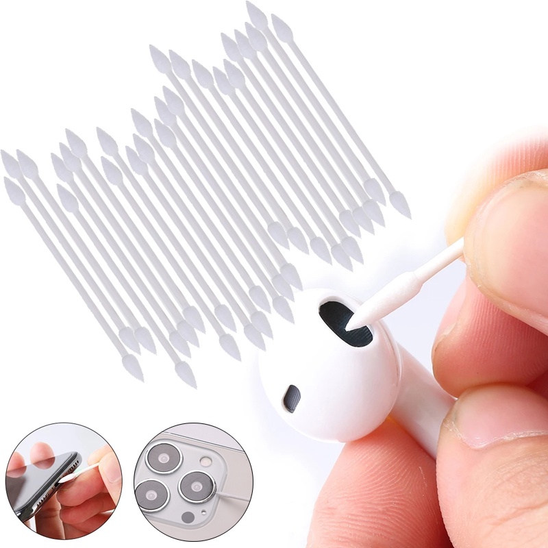 Set 25 Tăm Bông Cotton Mềm Dùng Một Lần Vệ Sinh Tai Nghe /Điện Thoại/Trang Sức