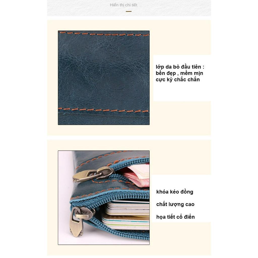 Ví mini đựng tiền đựng thẻ card tiền xu DA BÒ THẬT có thể dùng làm móc khóa chống thấm nước VNU1007 BEE GEE