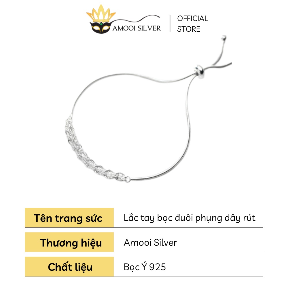 Lắc Tay Bạc S925 Dây Rút Đuôi Phụng Đính Đá Cao Cấp - Amooi Silver AT32