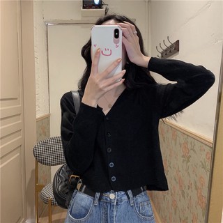 Áo dài tay nữ kết hợp áo khoác Cardigan dài tay nữ cổ V