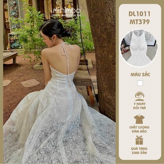 Đầm maxi minimoo cổ yếm vải hoa nổi siêu nữ tính dl1011mt379