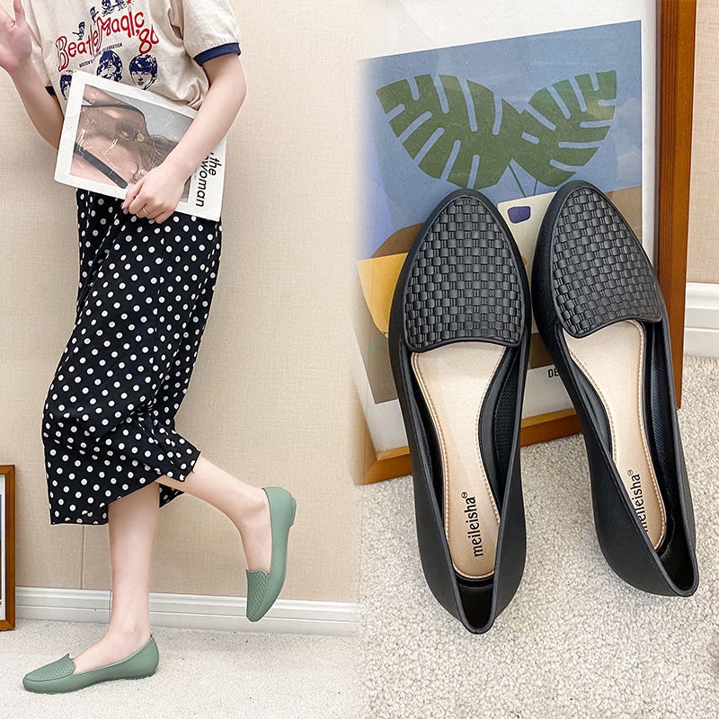 Giày Búp Bê Đế Bằng Chống Thấm Nước Thời Trang Công Sở Cho Nữ