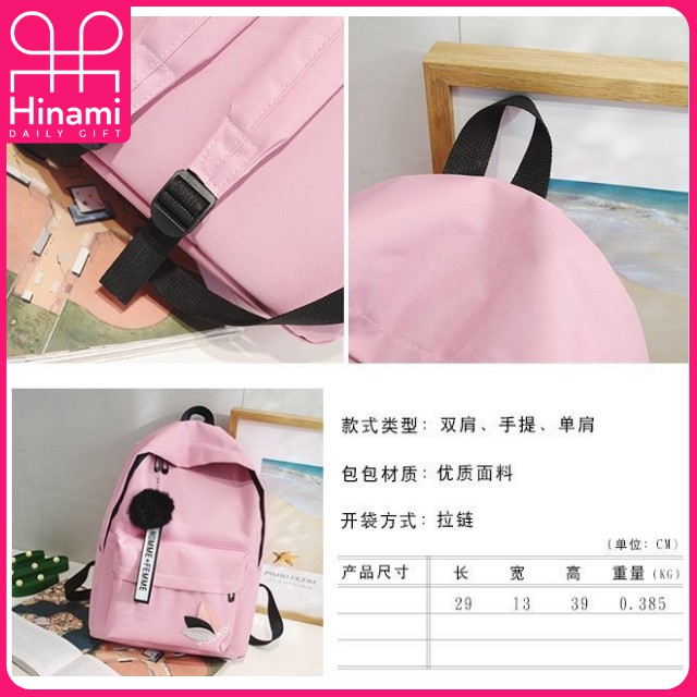 [New 2021] Cặp Túi Balo Nữ Đẹp Xinh Dễ Thương Cute Ulzzang Vải Canvas Đi Hoc Giá Rẻ Thời Trang Hàn Quốc Hinami