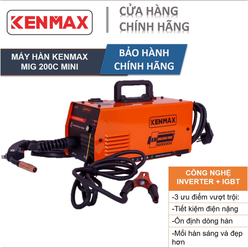 Máy hàn | Máy hàn Kenmax mig 200C mini (Tặng kèm 1 cuộn dây hàn mig 1kg) Bảo hành chính hãng 1 năm