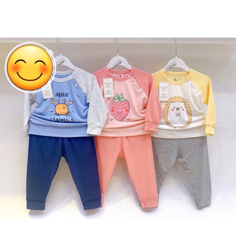 Moon - Bộ dài tay vải tăm chất heatech cao cấp mềm mại thu đông cho bé trai gái