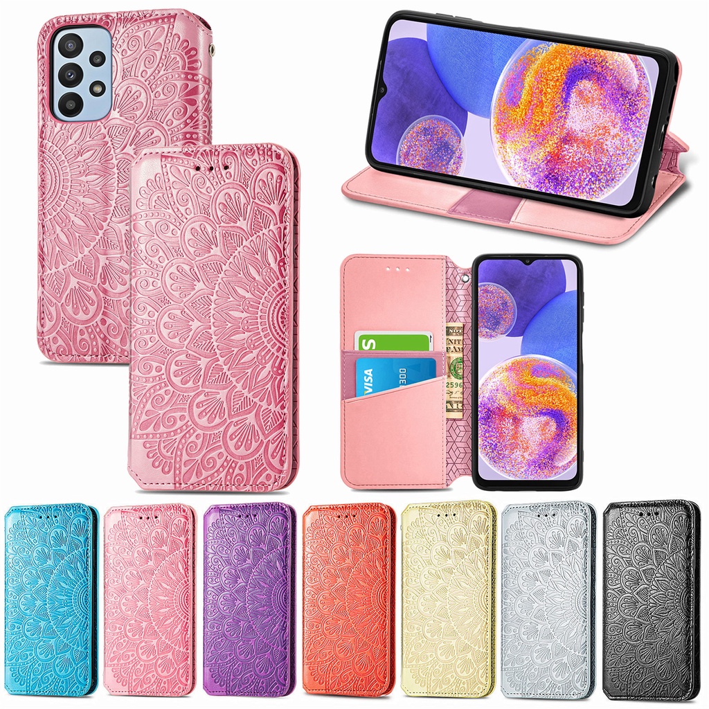 Ốp Điện Thoại Da Nắp Lật Kèm Ngăn Đựng Thẻ Cho Samsung Galaxy A03 A13 A23 A33 A73 M52 5G