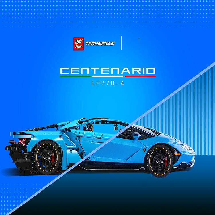 Đồ chơi Lắp ghép Mô hình Lamborghini Super 18k   k98  Super Racing Car LP 770-4  1:8 MOC màu xanh