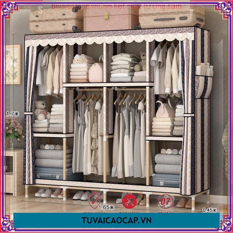 Tủ kệ treo, sắp xếp quần áo khung gỗ 4 buồng 8 ngăn size 1.7m | BigBuy360 - bigbuy360.vn