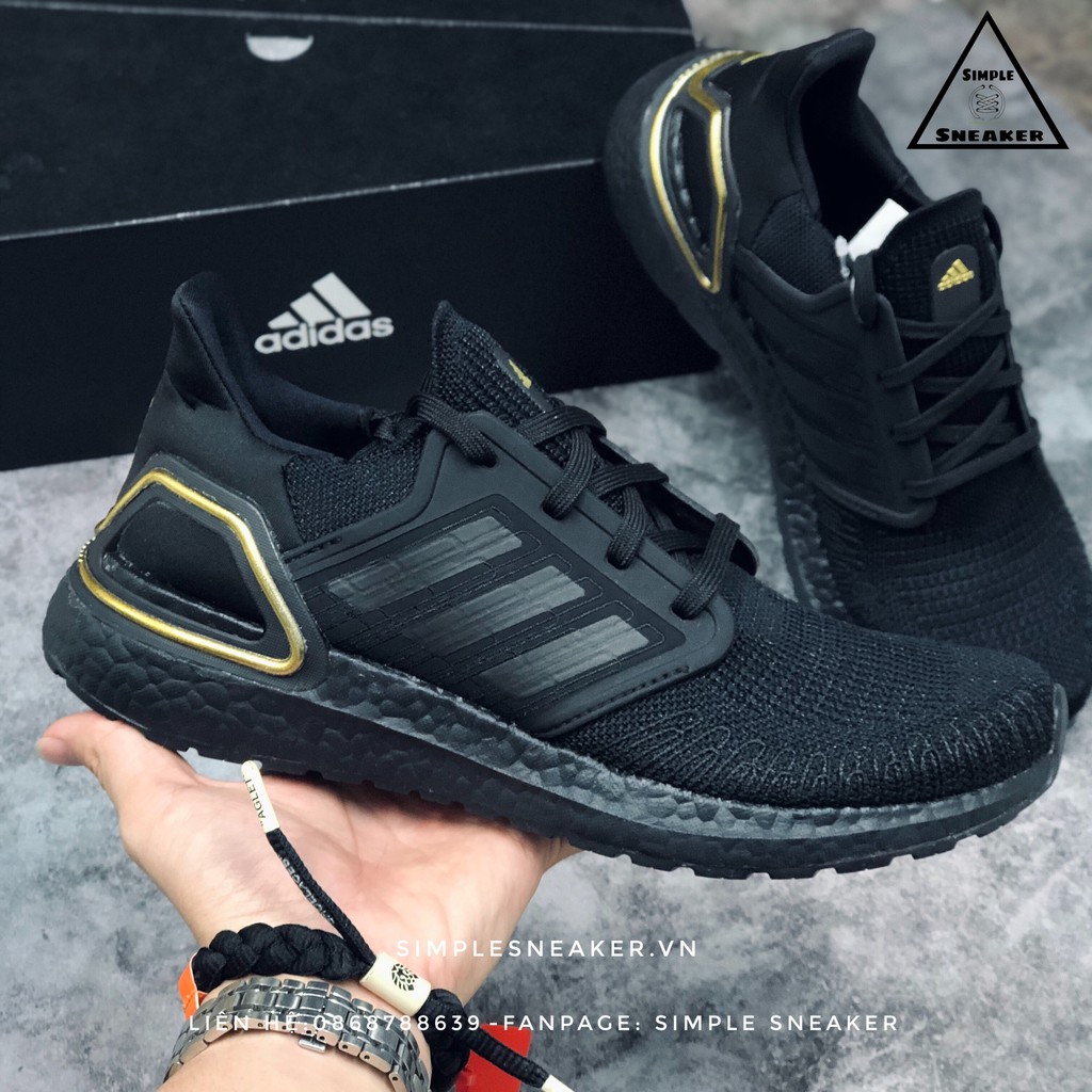 Giày Nam Adidas 🔥FREESHIP🔥 Adidas Ultra Boost 20 Triple Black Gold Chính Hãng - Giày Chạy Bộ Adidas Tốt Nhất [EG0754]