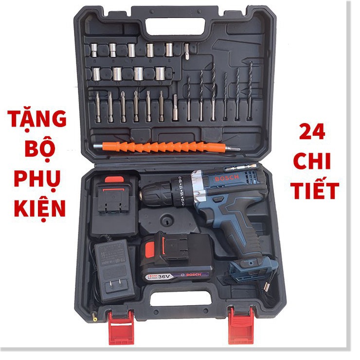 Máy Khoan Bắn Vít Dùng Pin Bosch 36V - Tặng Bộ Phụ Kiện 24 Chi Tiết