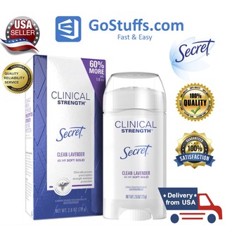 [Hàng Mỹ] Lăn khử mùi bảo vệ 48h Hương Lavender Secret Clinical Strength Deodorant Solid Clean Lavender 73g