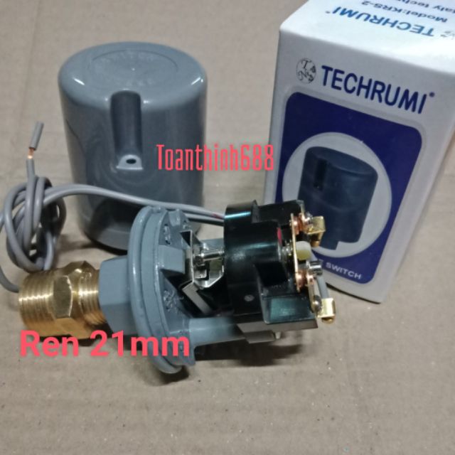 Rờ le máy bơm tăng áp Techrumi (tặng ren ngoài 21/17mm thau)