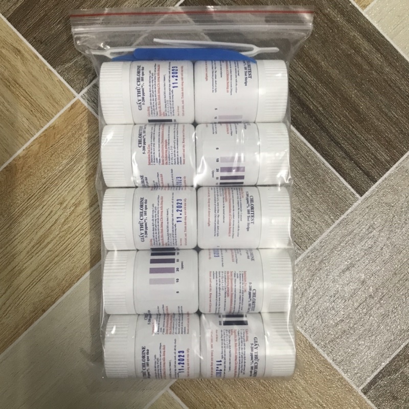 Giấy thử chlorine 5-200 ppm trong nước, 105 TEST/ HỘP