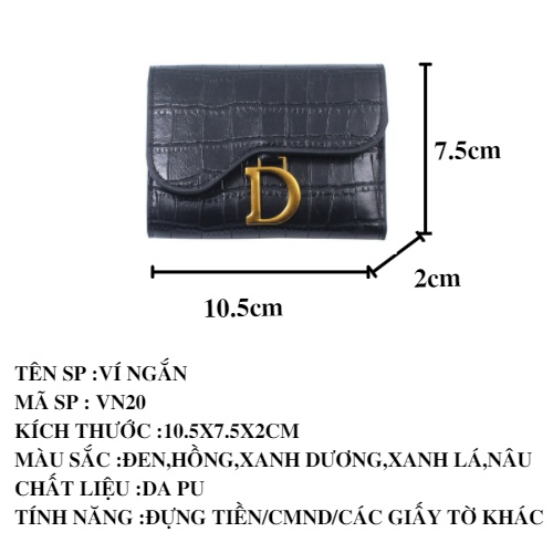 Ví nữ mini ngắn đẹp cầm tay thời trang cao cấp nhỏ gọn bỏ túi giá rẻ LADONA VN20