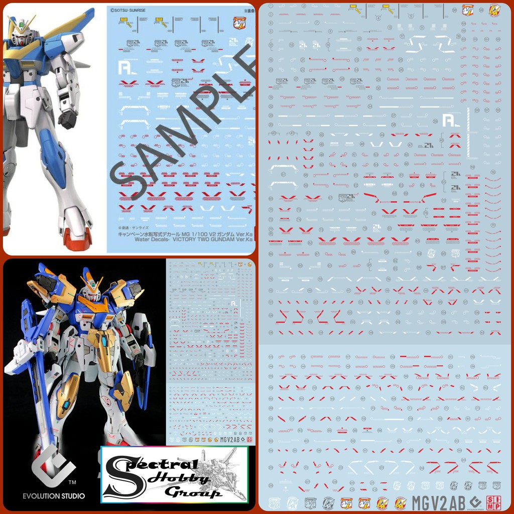 Decal nước dán mô hình MG HG Victory gundam V2 V2AB các loại - Water sticker