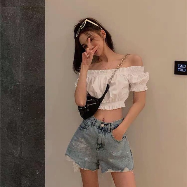 Áo Croptop trễ vai [RẺ VÔ ĐỊCH] Hàn Quốc