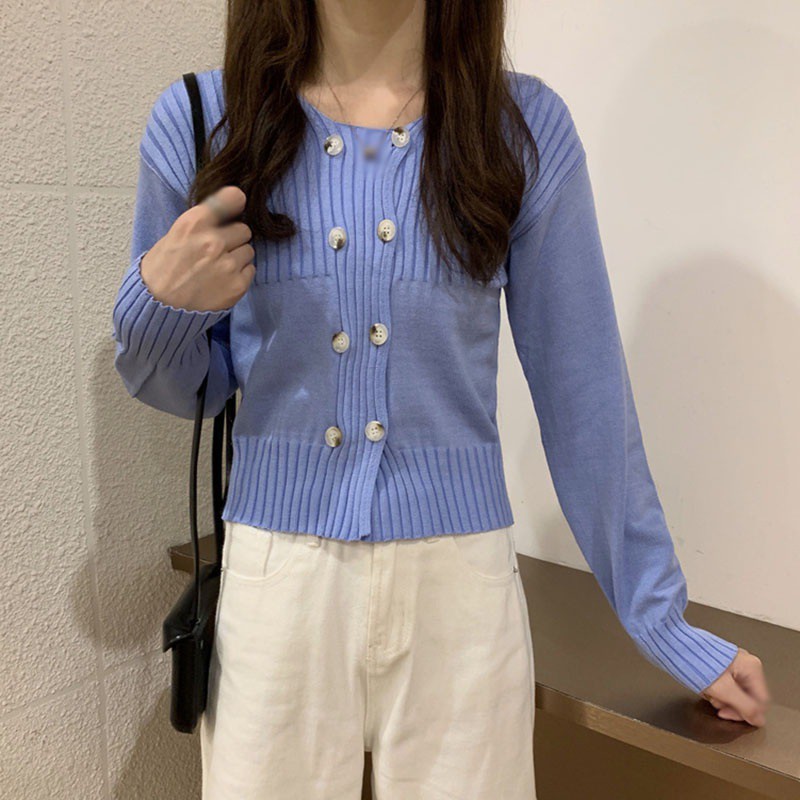 Áo Khoác Cardigan Cổ Vuông Dáng Rộng Cho Nữ