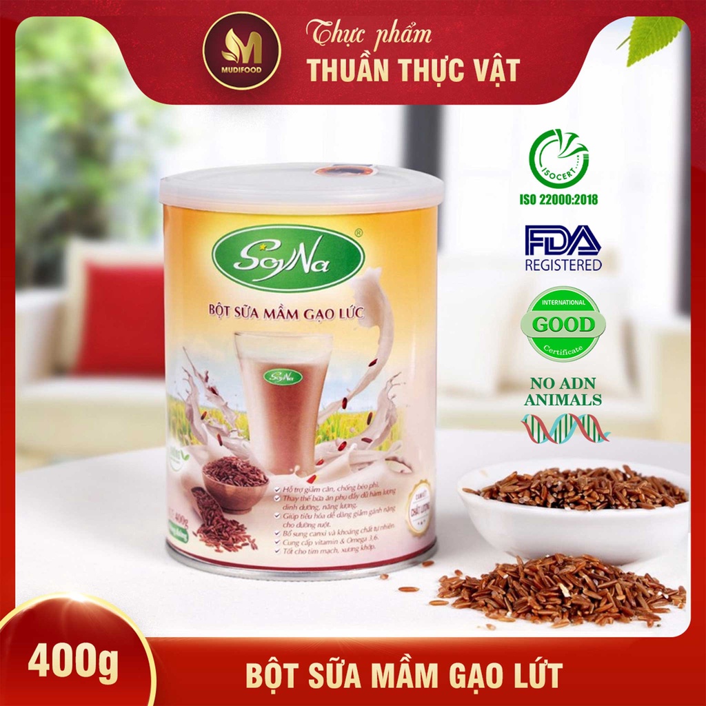 Bột Sữa Mầm Gạo Lứt Soyna 400g-Tặng Kèm Ly Pha Sữa Có Vạch Ml-Sữa Giảm Cân, Ăn Kiêng, Người Bị Tiểu Đường