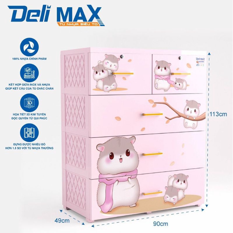 Tủ DELI MAX 6 tầng  và 5 tầng cao cấp ( ngang 9 tấc)