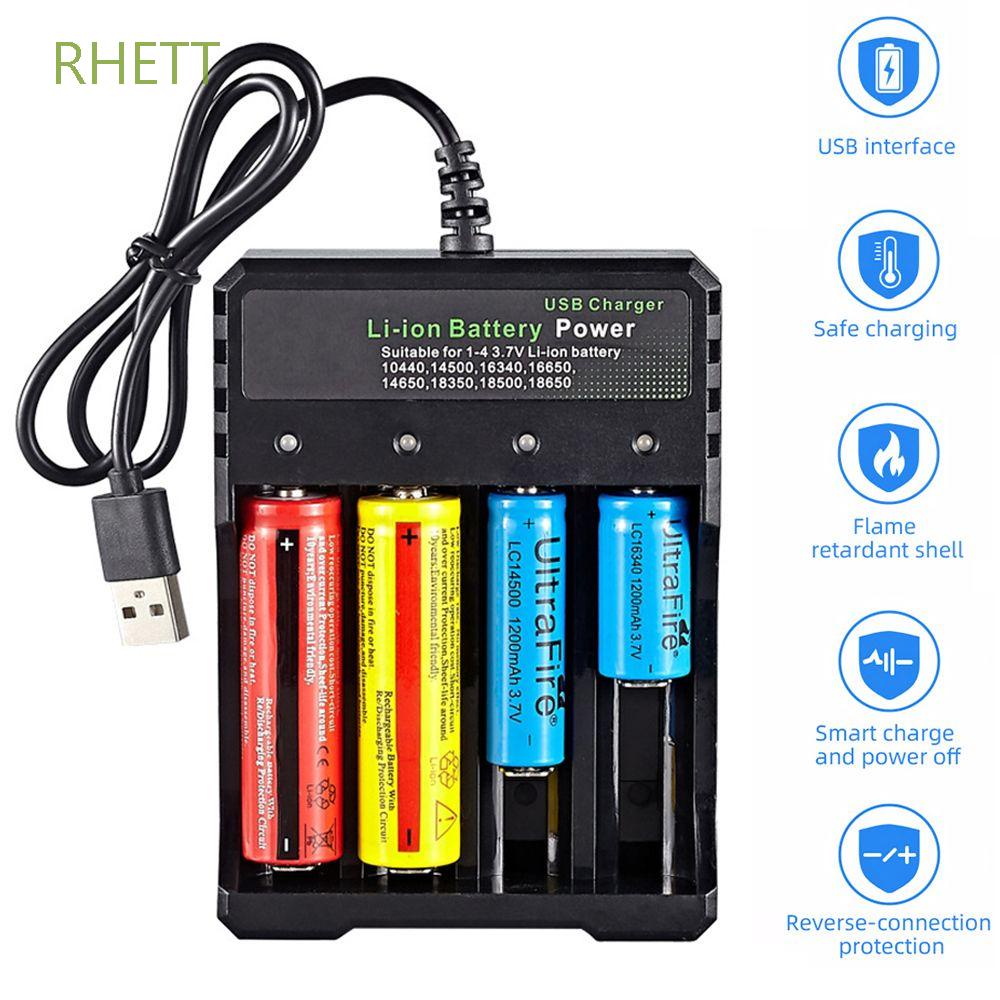 RHETT 16340 10440 Adapter Universal For Rechargeable Lithium Batteries 18650 Battery Charger Short Circuit Protection USB 26650 14500 LED Smart Charging