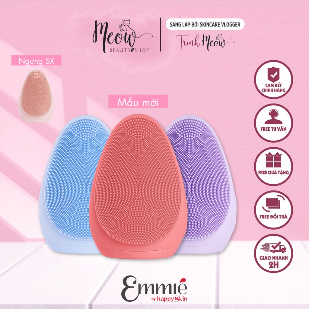 Máy rửa mặt Emmie by Happy Skin Premium Cleansing Brush Meow Beauty Shop by Trinh Meow