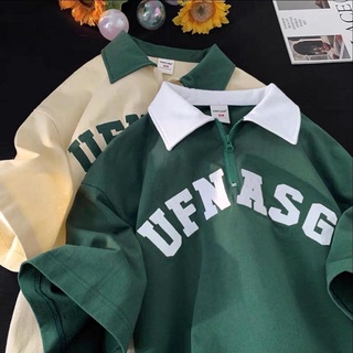 Áo thun polo nam nữ Áo thun cổ bẻ kéo khoá form rộng unisex in chữ UFNASG - ODIN