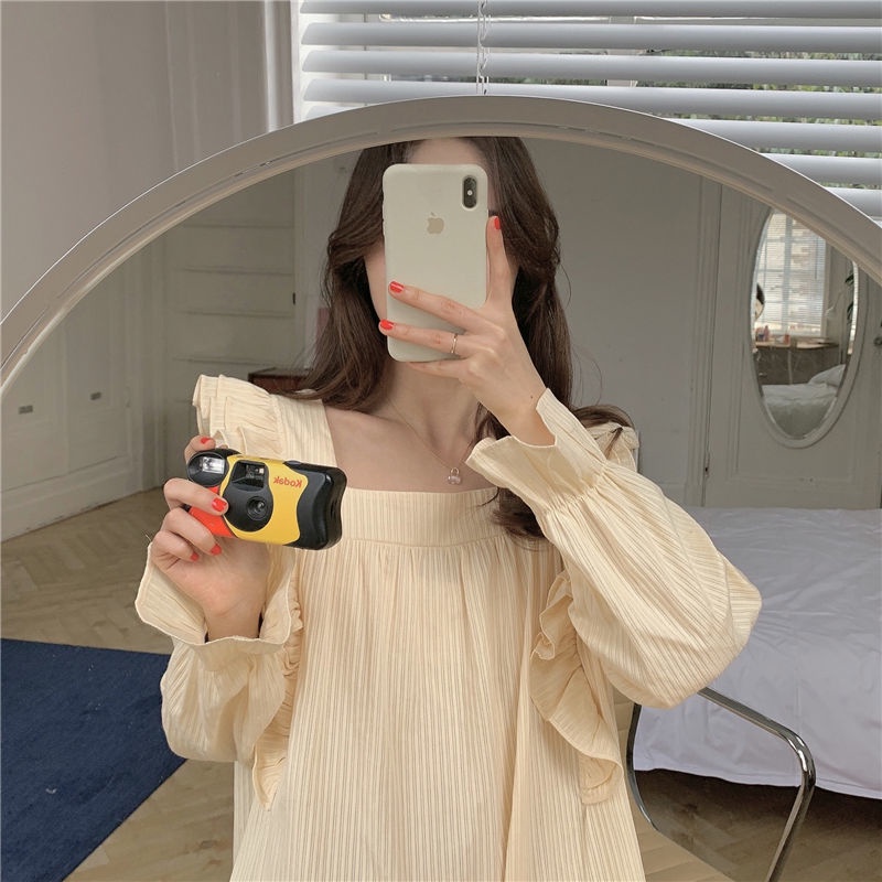 Bộ Đồ Ngủ Tay Dài Dáng Rộng Mềm Mại Phong Cách Công Chúa Hàn Quốc Thời Trang Xuân Thu Xinh Xắn Cho Nữ | BigBuy360 - bigbuy360.vn