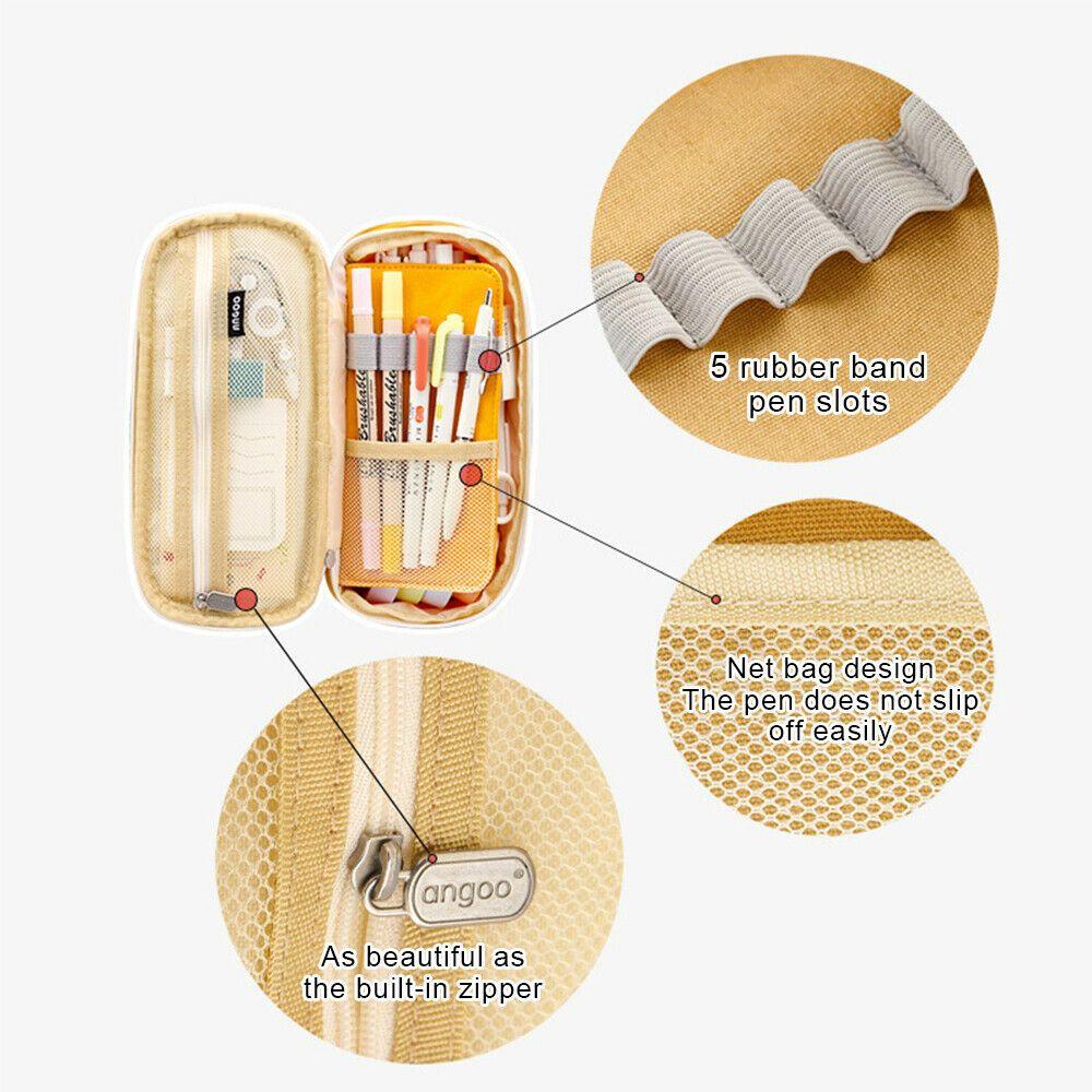 PISTA Túi Đựng Bút Bằng Vải Canvas Có Khóa Kéo Tiện Dụng