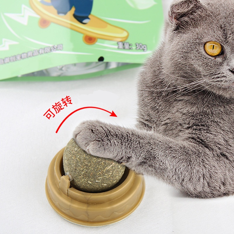 Bóng tròn catnip - Đồ chơi cho mèo tự động xoay giúp sạch răng thơm miệng