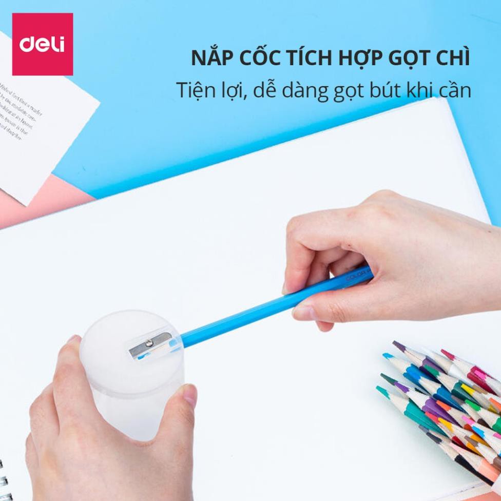 [Mã LIFE20KALL giảm 10% đơn 50K] Bút chì màu khô chuyên nghiệp dạng cốc nhiều màu Deli 24/36/48 màu - 68123/68124/68125