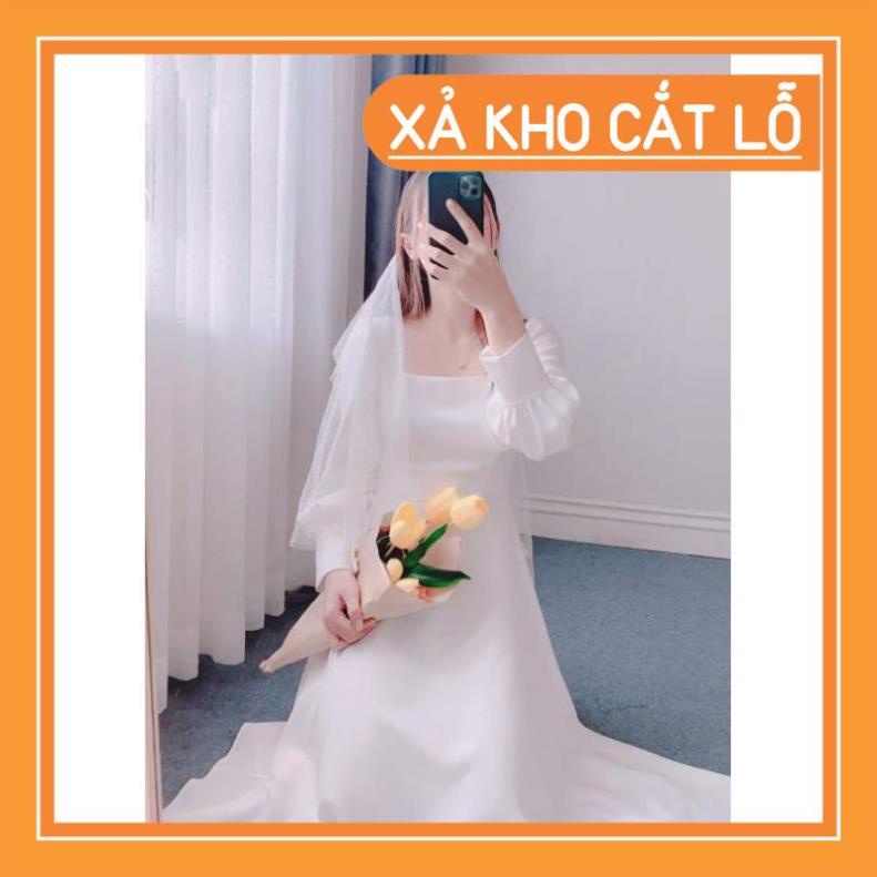 [Quần Áo Hot] Đầm dự tiệc trắng xòe cổ u vintage | BigBuy360 - bigbuy360.vn