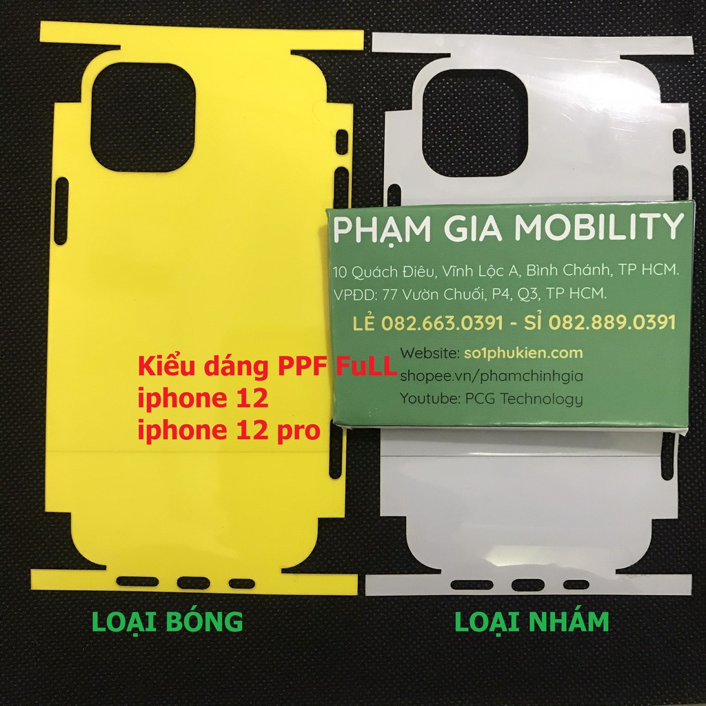 Dán PPF trong, nhám cho iPhone 12 promax/ 12 pro/ 12/ 12 mini (pro max) màn hình, mặt lưng, full viền