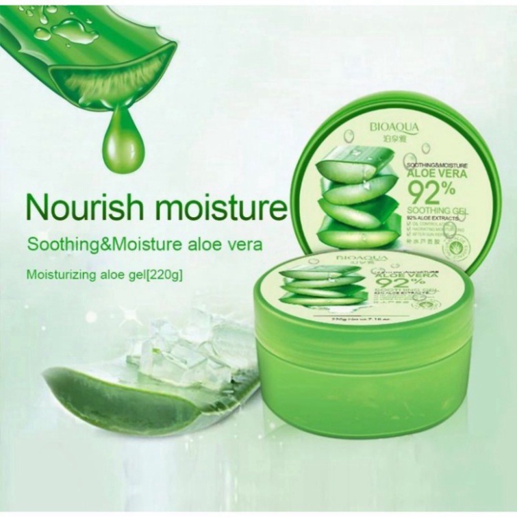 Gel Nha Đam/Lô Hội 92% Aloe Vera Hyrogel hãng Bioaqua dưỡng ẩm và làm sáng da 220gr