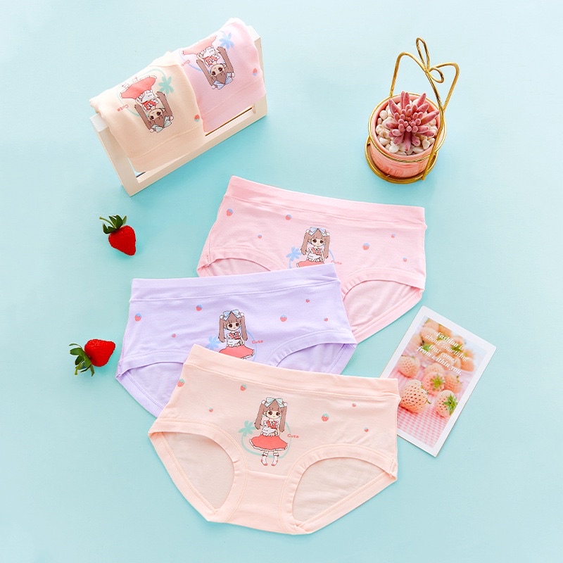 Bộ 2 Quần lót bé gái dạng tam giác cao cấp - quần lót trẻ em Cotton kháng khuẩn ngừa viêm nhiễm 15 - 40kg