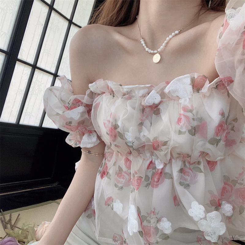 Áo Voan Hoa Trễ Vai Ngọt Ngào Thời Trang Dành Cho Nữ