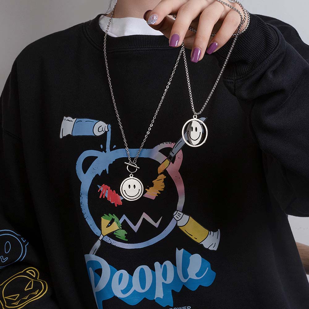 Vòng Cổ Choker Mặt Hình Mặt Cười Phong Cách Hip Hop Thời Trang Cho Nam