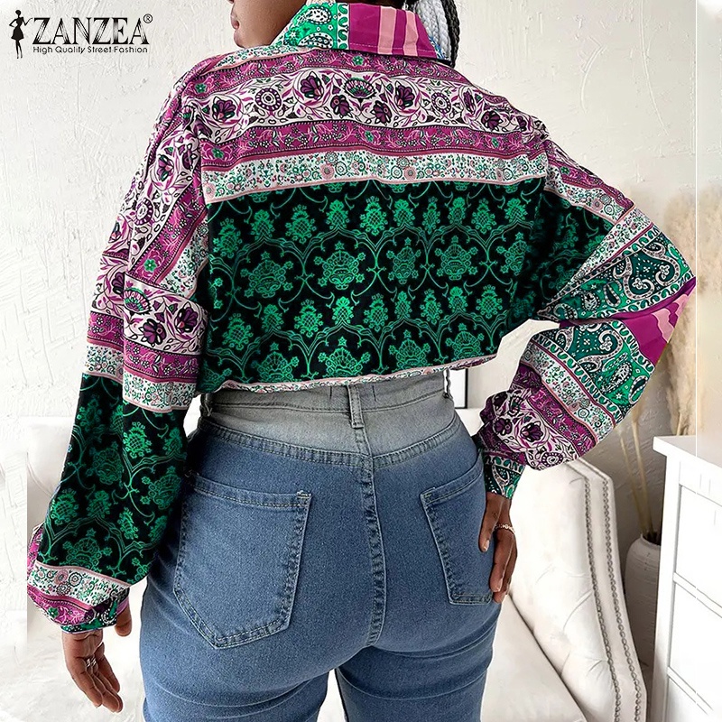 Zanzea Áo Sơ Mi Nữ Dài Tay Cổ Bẻ Thời Trang Châu Âu