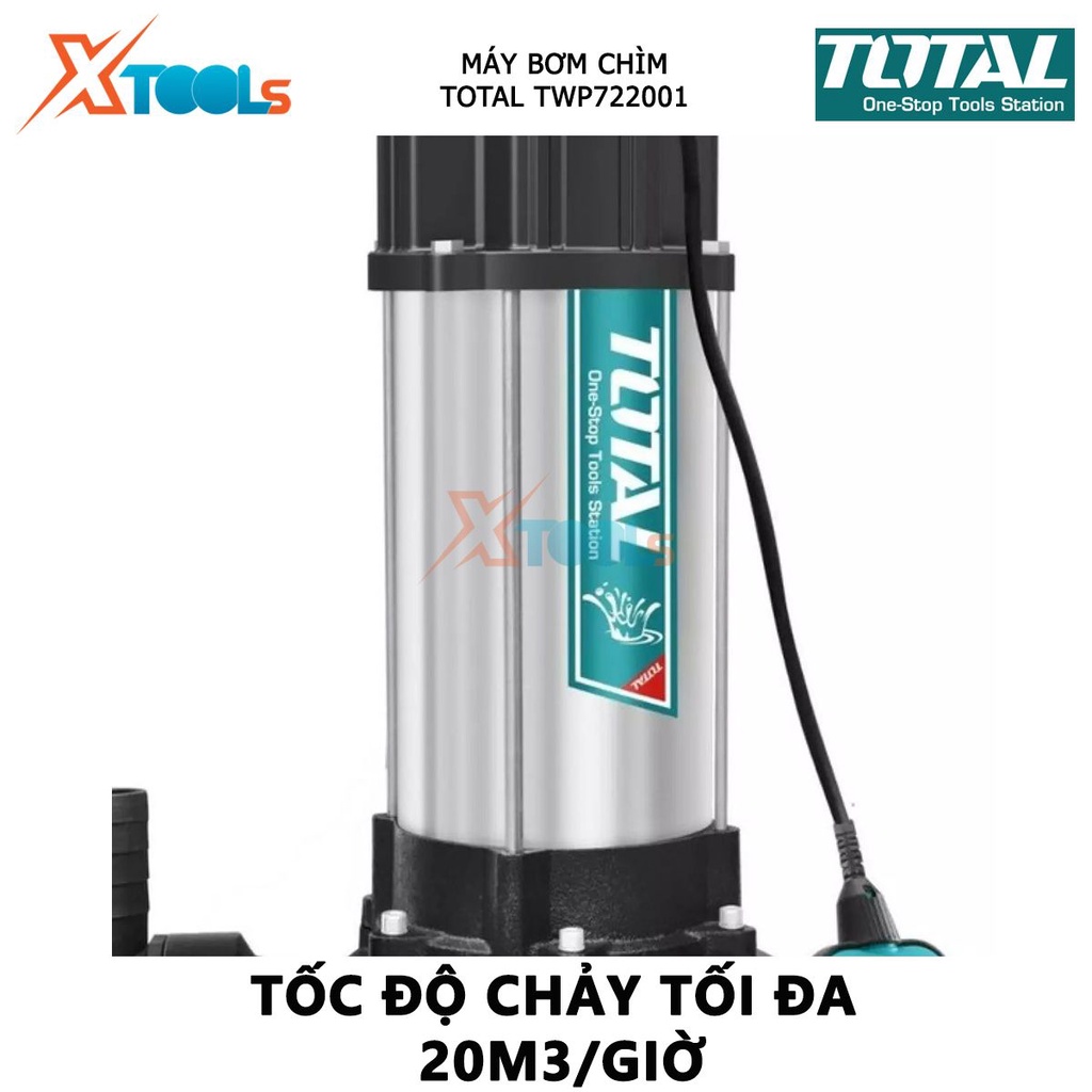 Máy bơm chìm nước sạch TOTAL TWP722001 máy bơm thả chìm tự động điện thế 220V, công suất 2200W(3.0HP), hút nước cống